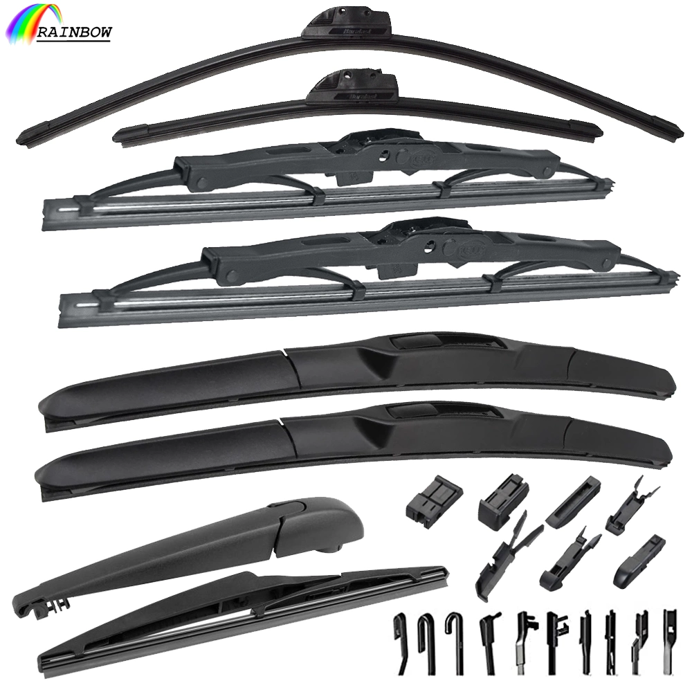 Superior Quality Auto Accessories Universal Multi-Fit/Function Hybrid All Type Frameless 14"-28"Inch with Adapters Windows/Windscreen/Windshield Wiper Blades